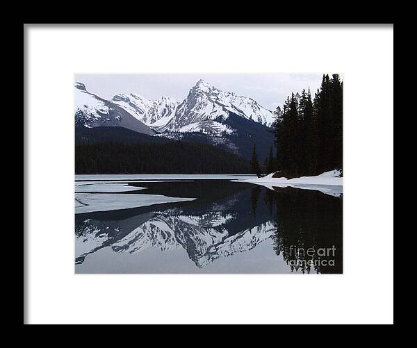 Maligne Lake Framed Print featuring the photograph Maligne Lake - Icy Reflections by Phil Banks
