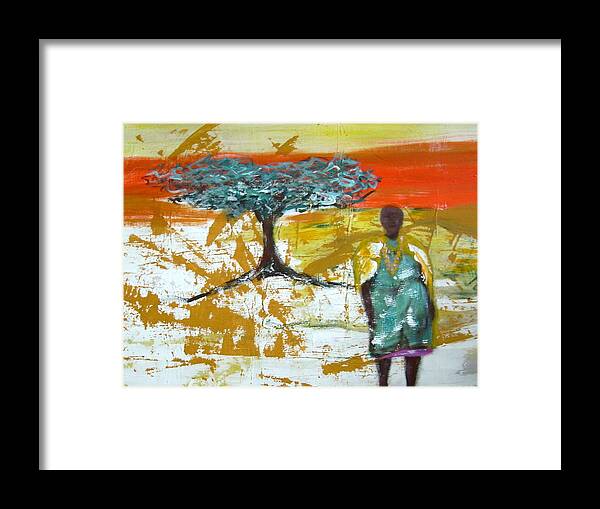 Figure Framed Print featuring the painting Mama Africa by Joseph Ferguson