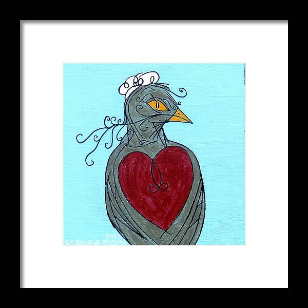 Bird Framed Print featuring the painting Mama Bird Detail by Genevieve Esson