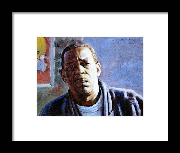 African American Framed Print featuring the painting Man in Morning Sunlight by John Lautermilch