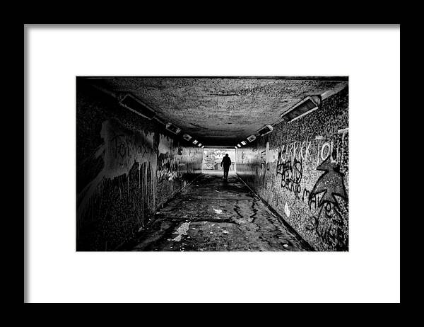 Subway Framed Print featuring the photograph Man in Subway by Nigel R Bell