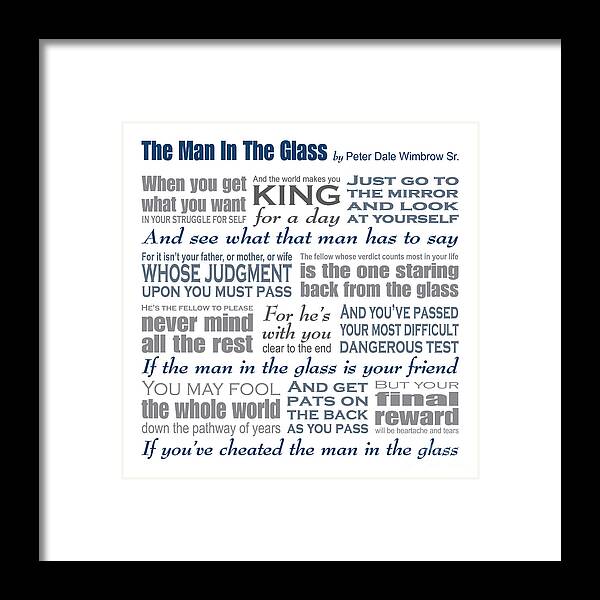 The Man In The Glass Framed Print featuring the digital art The Man in the Glass Poem by Ginny Gaura