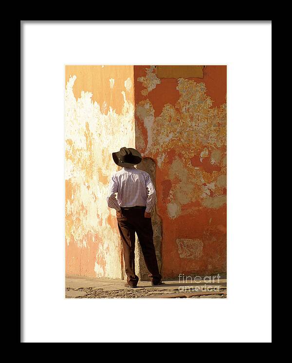 Guatemala Framed Print featuring the photograph MAN ON THE CORNER Antigua Guatemala by John Mitchell