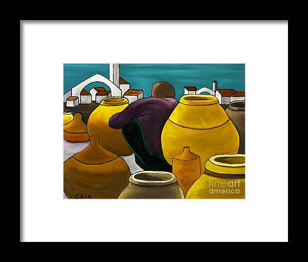 Pots Framed Print featuring the painting Man Selling Pots by William Cain