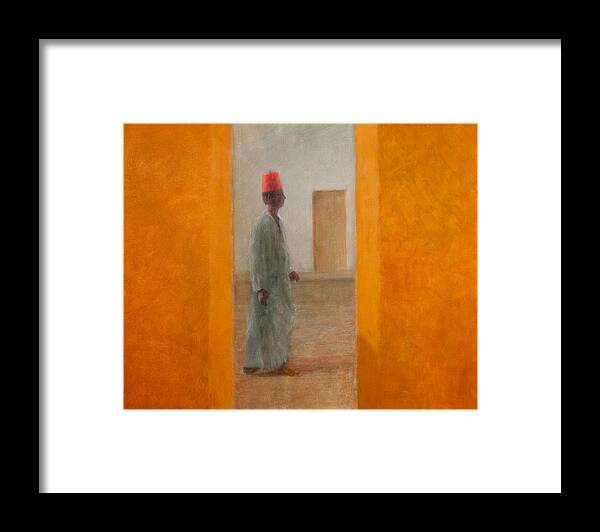 Man Framed Print featuring the photograph Man, Tangier Street, 2012 Acrylic On Canvas by Lincoln Seligman