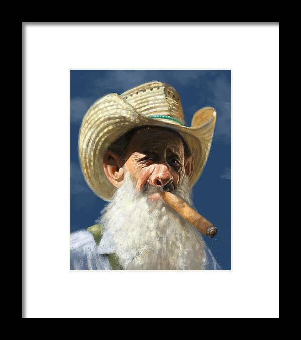 Cigar Framed Print featuring the painting Man with the Cigar by Arie Van der Wijst