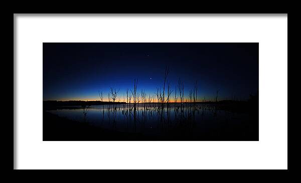 Manasquan Reservoir Framed Print featuring the photograph Manasquan Reservoir at Dawn by Raymond Salani III