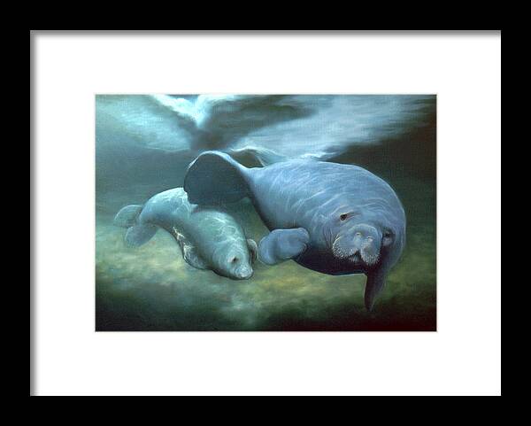 Manatees Framed Print featuring the painting Manatee Madonna by Anni Adkins