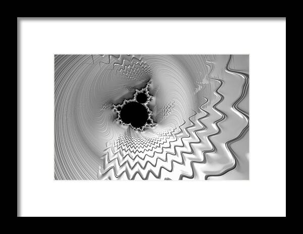 Silver Framed Print featuring the digital art Mandelbrot fractal and waves silver metal art by Matthias Hauser
