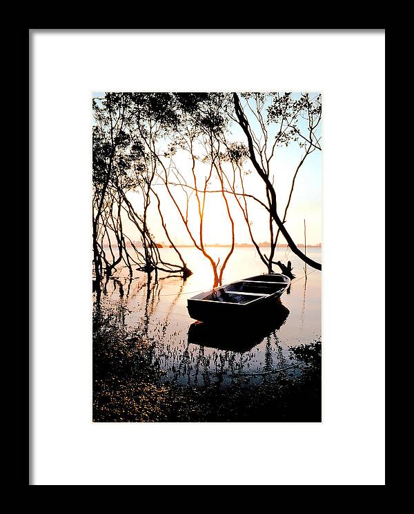 Dinghy On A River Framed Print featuring the photograph Dinghy in the Mangroves by Anthony Davey