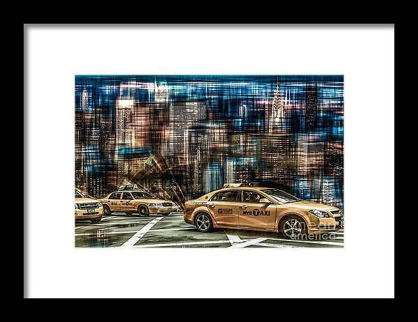 Nyc Framed Print featuring the photograph Manhattan - Yellow Cabs - future by Hannes Cmarits
