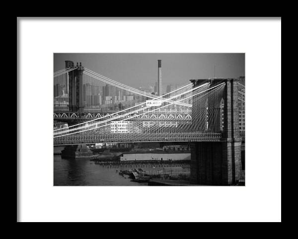Bridges Framed Print featuring the photograph Manhattan and Brooklyn Bridge's by John Schneider
