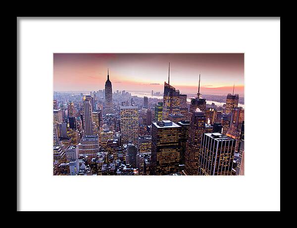 Architectural Feature Framed Print featuring the photograph Manhattan Hi-rise Buildings And Empire by Richard I'anson