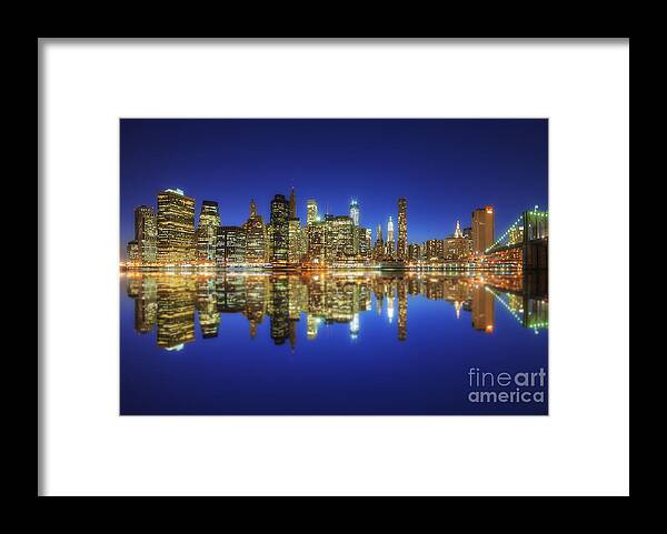 Yhun Suarez Framed Print featuring the photograph Manhattan Nite Lites NYC 2.0 by Yhun Suarez