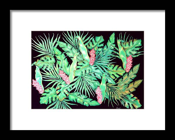 Botanical - Manoa Valley Is A Neighborhood In Honolulu. It's The Rainforest Cool Part Of Town Far From The Beach Framed Print featuring the painting Manoa by Thomas Gronowski
