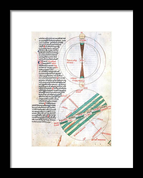 Medieval Astronomy Framed Print featuring the photograph Manuscript Page Describing Solar Eclipses by Jean-loup Charmet/science Photo Library