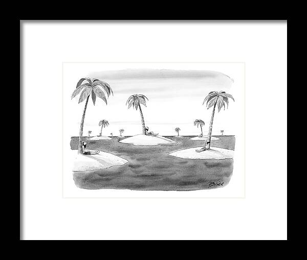 Vacation Framed Print featuring the drawing Many Desert Islands by Harry Bliss