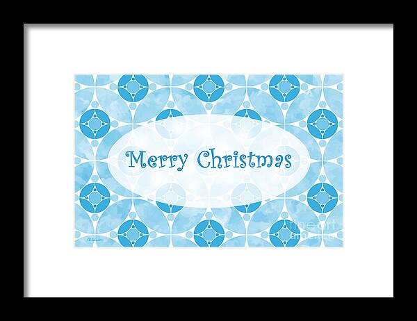Blue Framed Print featuring the digital art Many Moons - Blue Christmas Card by E B Schmidt