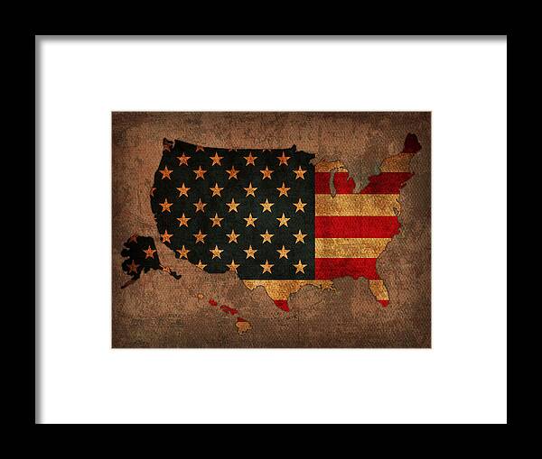 Map Of America United States Usa With Flag Art On Distressed Worn