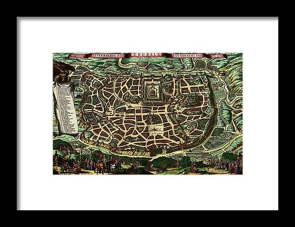 Jerusalem Framed Print featuring the photograph Map Of Jerusalem by Library Of Congress/science Photo Library