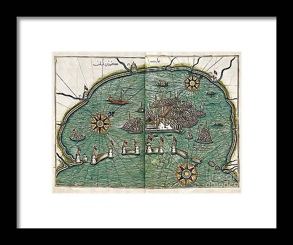 Medieval Map Framed Print featuring the digital art Map of the city of Venice by Dragica Micki Fortuna