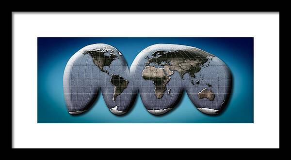 Photography Framed Print featuring the photograph Map Of World From Goodes Homolosine by Panoramic Images