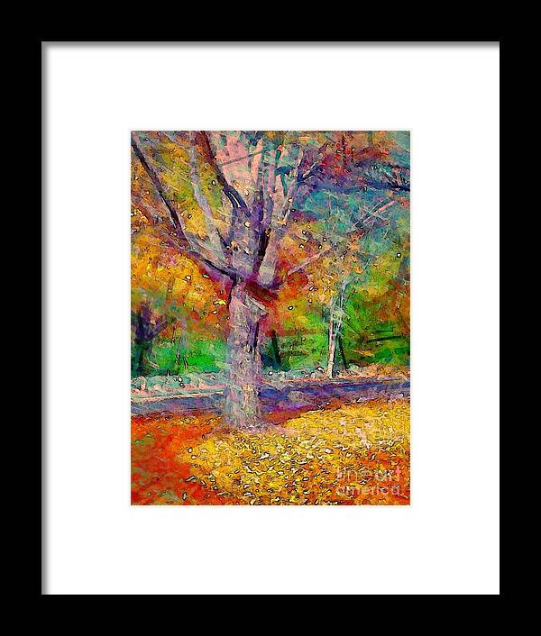 Sharkcrossing Framed Print featuring the digital art V Maple Tree in Autumn - Vertical by Lyn Voytershark