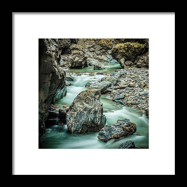 Scenics Framed Print featuring the photograph Marble Stones In A Mountain River by 5ugarless