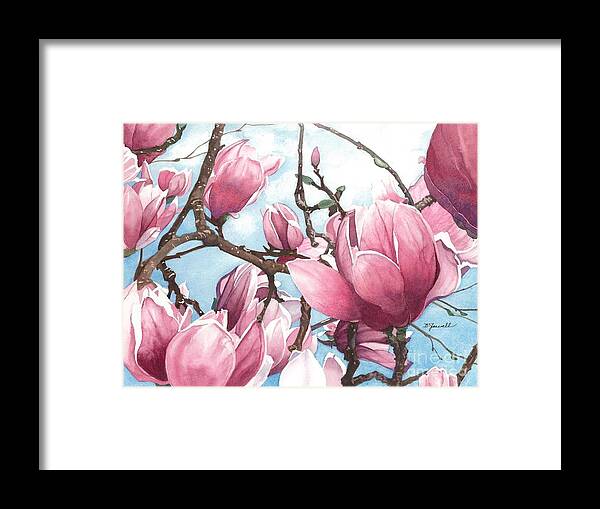 Watercolor Trees Framed Print featuring the painting March Magnolia by Barbara Jewell