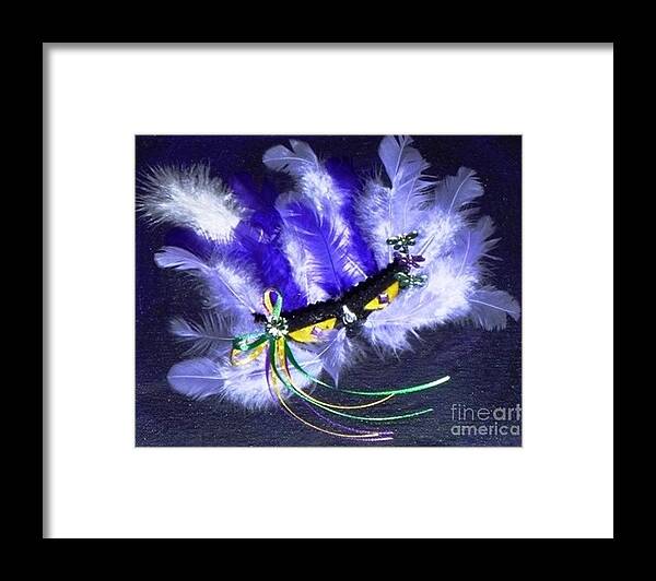 Mixed Media Framed Print featuring the painting Mardi Gras on Purple by Alys Caviness-Gober