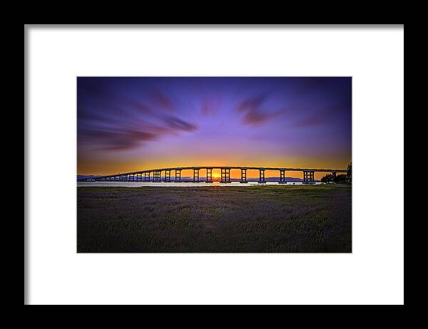 Bay Framed Print featuring the photograph Mare Island Bridge at Sunset by Don Hoekwater Photography