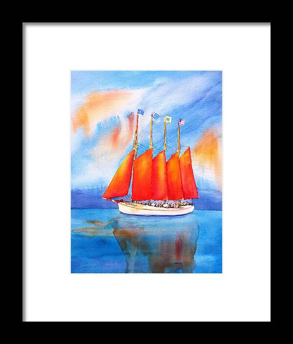 Sailboat Framed Print featuring the painting Margaret Todd Schooner Bar Harbor by Carlin Blahnik CarlinArtWatercolor