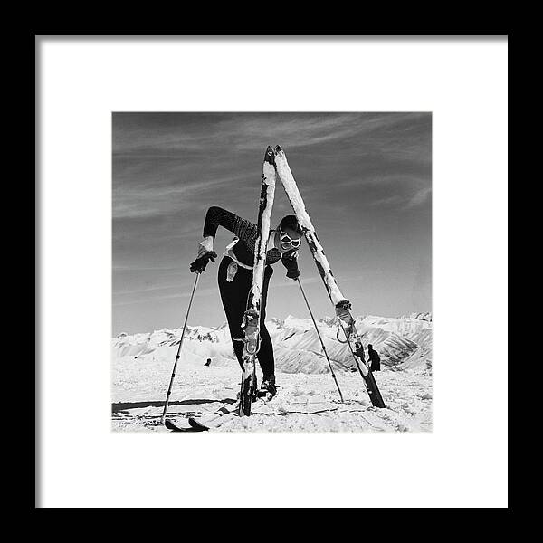 Beauty Framed Print featuring the photograph Marian Mckean With Skis by Toni Frissell