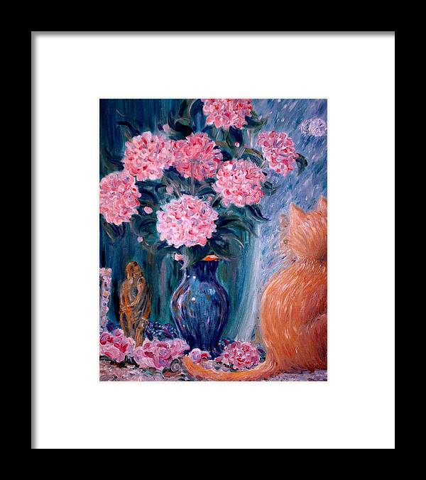 Cat Framed Print featuring the painting Marigold at the Window by Dee Davis