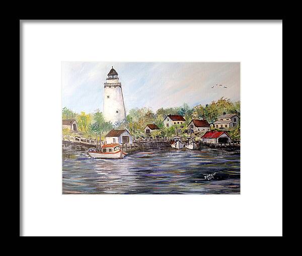 Lighthouse Paint Framed Print featuring the painting Marina at the Lighthouse by Dorothy Maier