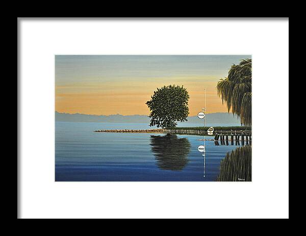 Landscapes Framed Print featuring the painting Marina Morning by Kenneth M Kirsch