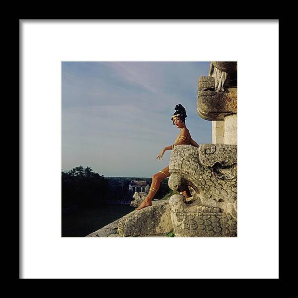 Jewelry Framed Print featuring the photograph Marina Schiano Wearing Gold Snake Bands by Henry Clarke