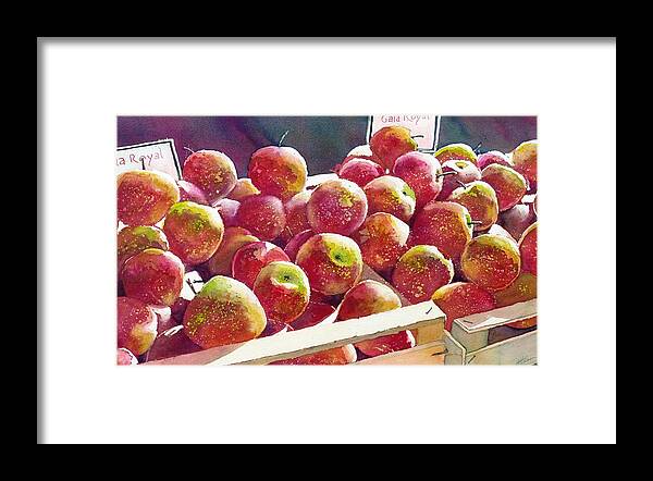 Apple Framed Print featuring the painting Market Apples by Greg and Linda Halom