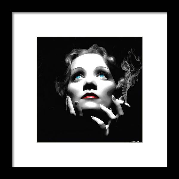 Marlene Dietrich Framed Print featuring the digital art Marlene Dietrich Portrait by Gabriel T Toro