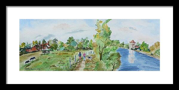 Marlow On Thames Framed Print featuring the painting Marlow on Thames 3 by Geeta Yerra