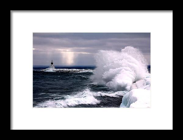 Marquette Framed Print featuring the photograph Marquette Michigan Wave by John McGraw