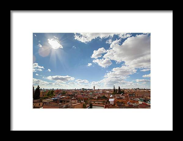 Town Framed Print featuring the photograph Marrakesh Cityscape And Clouds by Henglein And Steets