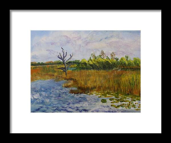 Art Framed Print featuring the painting Marsh at Green Cay by Donna Walsh