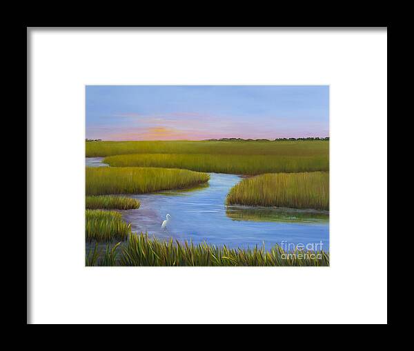 Pawleys Island Creek Framed Print featuring the painting Marsh at Low Water by Audrey McLeod