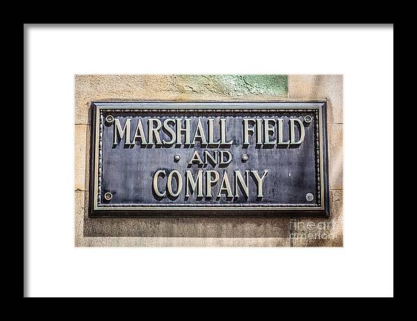 America Framed Print featuring the photograph Marshall Field and Company Sign in Chicago by Paul Velgos