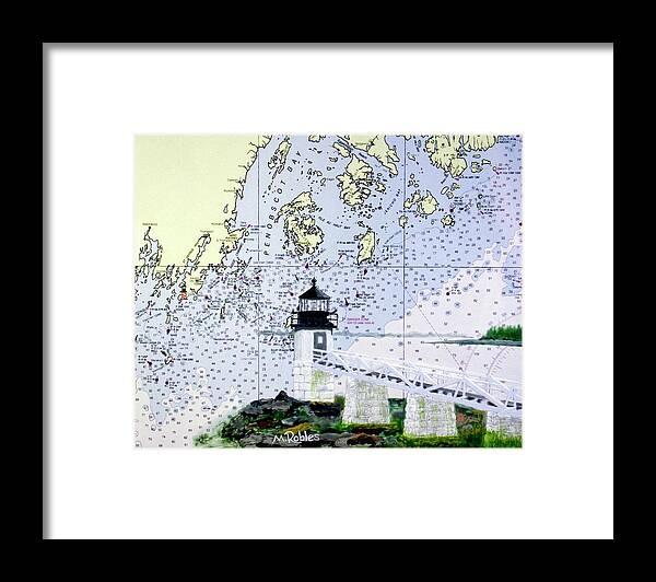 Marshall Point Framed Print featuring the painting Marshall Point Lighthouse by Mike Robles