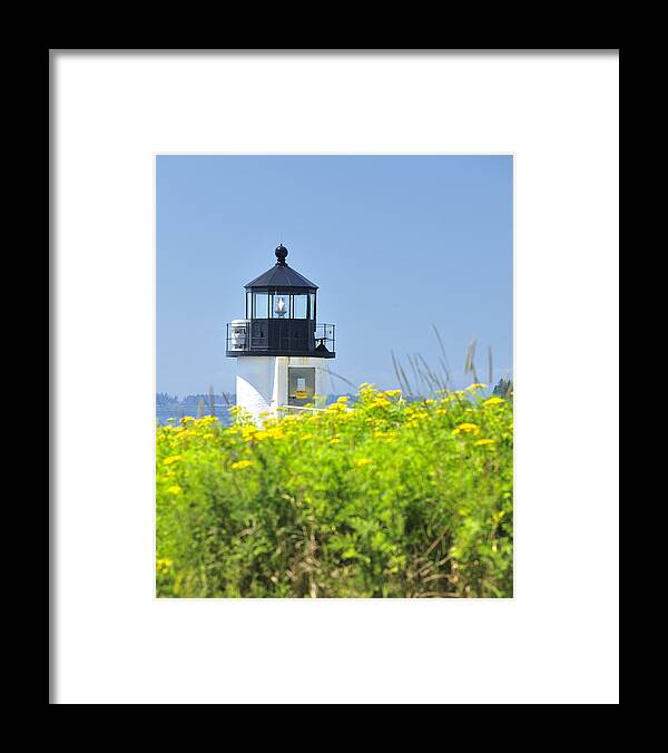 Maine Framed Print featuring the photograph Marshall Point Lighthouse and field of goldenrod by Marianne Campolongo