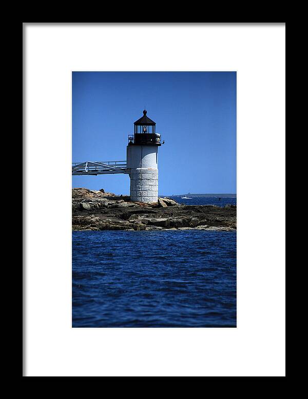 Lighthouse Framed Print featuring the photograph Marshall Point Surrounded by Blue by Karol Livote