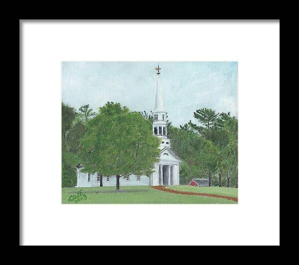 Green Framed Print featuring the painting Martha Mary Chapel by Cliff Wilson
