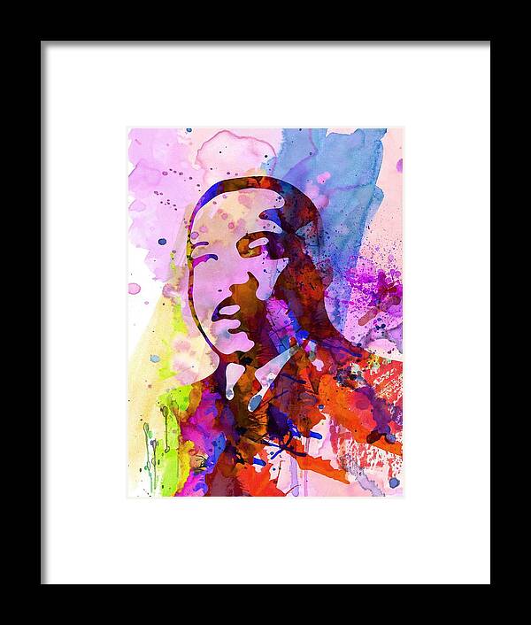 Martin Luther King Jr Framed Print featuring the painting Martin Luther King Jr Watercolor by Naxart Studio